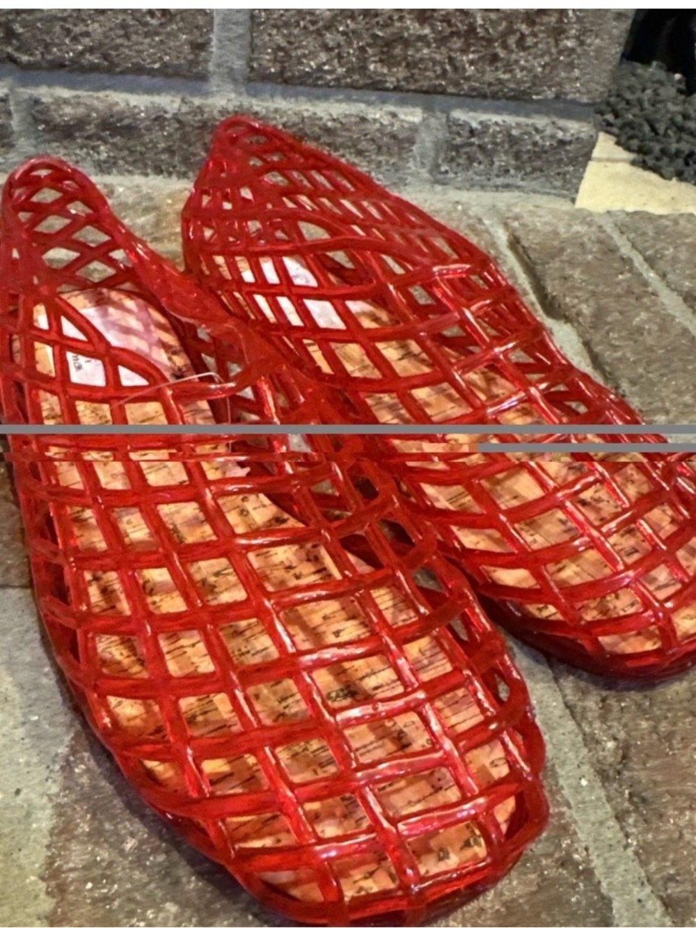 MIA Womens Darleene Jelly Mesh Slip On Flat Open Grid Rubber Shoes Red Sz 8 #563